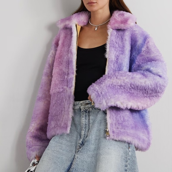 ERL Gradient Tie Dye Genuine Shearling Unisex Coat - Picture 1 of 6